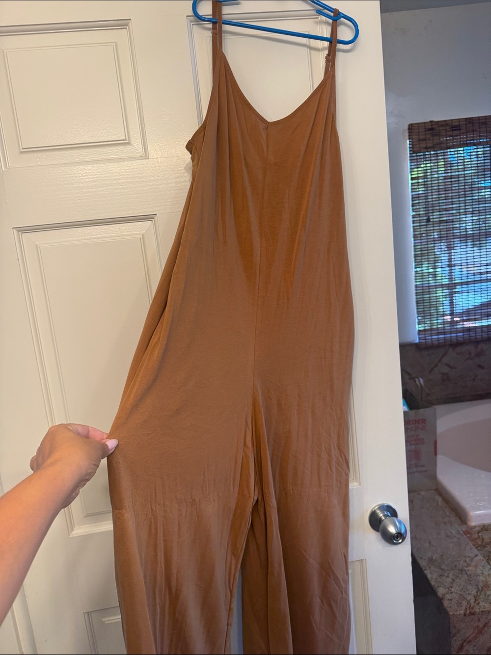Wide-Leg Strappy Jumpsuit in Camel